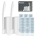 2 Pack Disposable Toilet Brush Set with 60 Refills, Wall-mounted Toilet Bowl Wand Kit-2 Extend Toliet Wand, 2 Storage Holder&60 Disposable Refill Pre-Filled Cleaning Solution for Deep Cleaning Toilet.