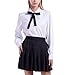 ETOSELL Lady Bowknot Baby Collar Long Sleeve OL Chiffon Button Shirt White L