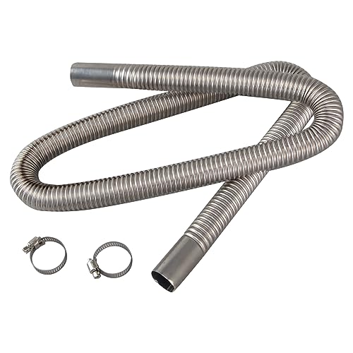 Opiniones y reviews de Tubos de escape de esta semana. 45 Tubo de escape flexible KAABEE, acero inoxidable, 1 pulgada/2,5 cm de diámetro interior, 48 pulgadas/120 cm, plateado, para calentador diesel