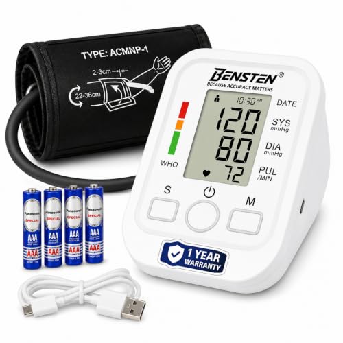 Image of BP Monitor Machine for Home Use | Digital Blood Pressure Machine Upper Arm with Cuff (22-36 cm) | Automatic BP Check Machine | Large LCD Display, USB & Battery | 1 Year Warranty