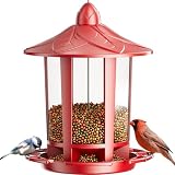 Birdream Bird Feeders for Outdoor Hanging, Assembly Required, 1-Min Easy Setup, Charming Castle Design, Attracting Cardinals Chickadees Goldfinches & Sparrows - Red