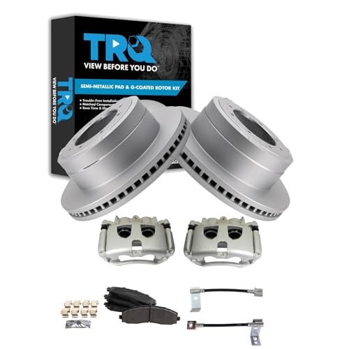 Image of TRQ Brake Pad & Rotor Kit Semi-Metallic Compatible with 2017-2019 Ford F-350 Super Duty