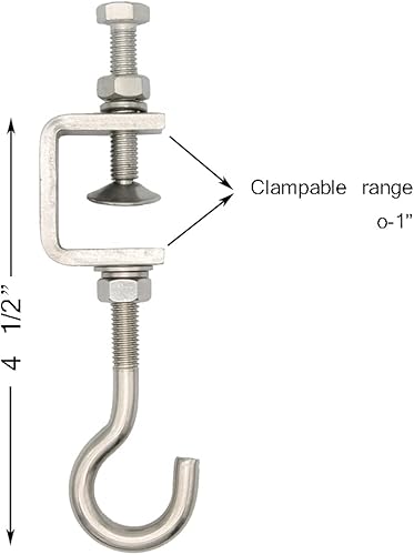 Miniatura 3 de Abrazadera C de acero inoxidable, abrazadera de haz abrazaderas C. Viene con ganchos de acero inoxidable que pueden soportar 100 libras (3 piezas)