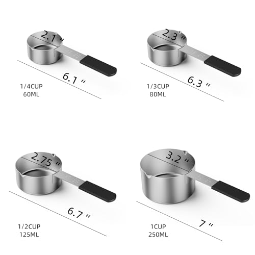 Set de Vasos y Cucharas Medidoras de Acero Inoxidable Magnético miniatura 3