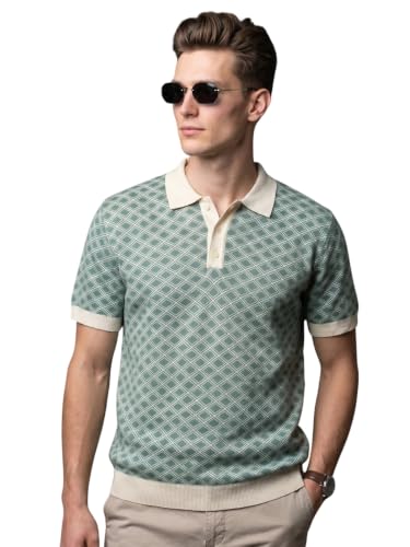 Image of Veirdo Men's Flatknit Printed Half Sleeve Polo T-Shirt with Collared Neck, Loose Comfortable Fit, Casual Style for Office, Travel, (Sizes S to 2XL)
