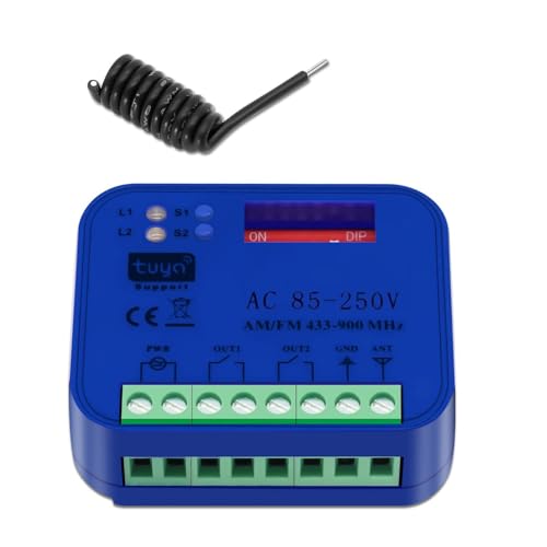 Receptor universal para puertas, 85-250 V, multifrecuencia 433-900 MHz, módulo de relé para puertas de garaje, receptor universal para 45 mandos a distancia para puertas de garaje, 2,4 GHz
