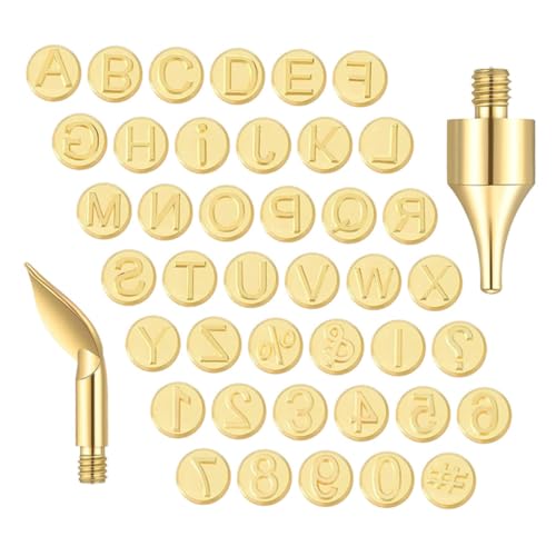 Beatifufu Woodworking Tool 43 Letter Number Burning Tips Brass Tip Set for Pyrography and DIY Projects