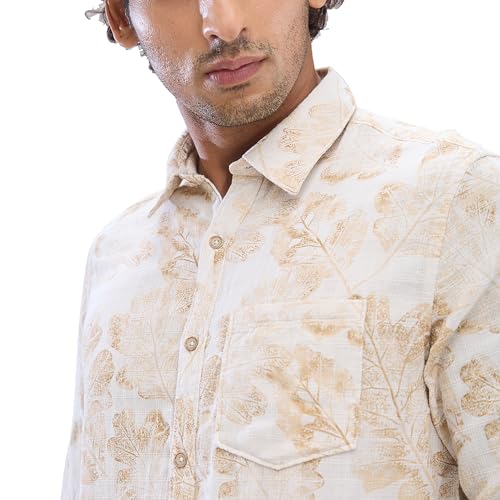 Image of Spykar Men Cotton Blend Full Sleeve Slim Fit Printed Shirts