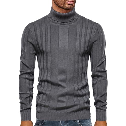 Men's Chunky Turtleneck Sweaters Cable Knitted Casual Slim Fit Fall Winter Warm Pullover Sweater3