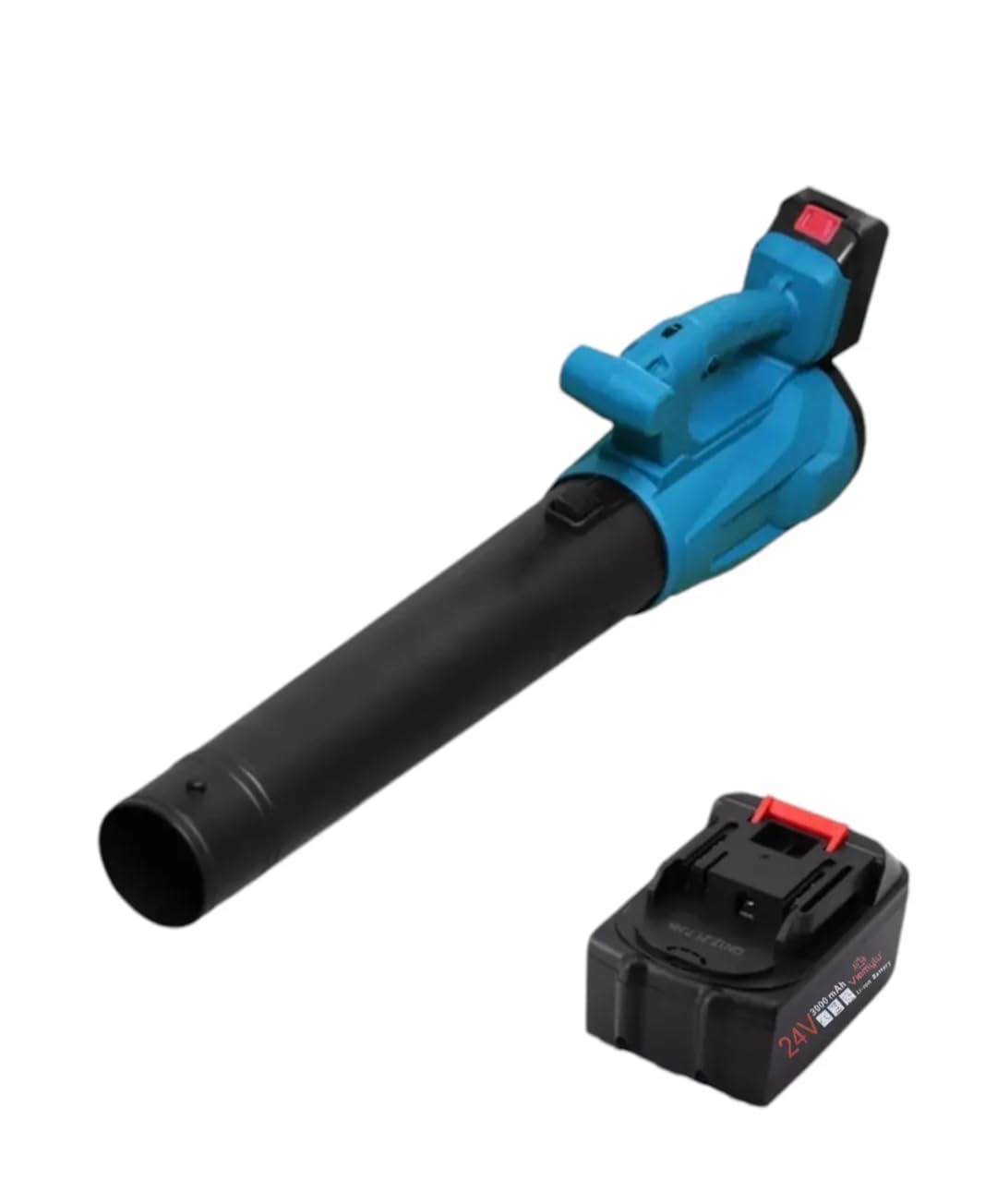 Soplador de 2 baterías de 24 V, 6 velocidades, aire máximo ajustable 400 km/h, 20.000 rpm, soplador eléctrico para hojas y boquillas de 2 secciones para jardín