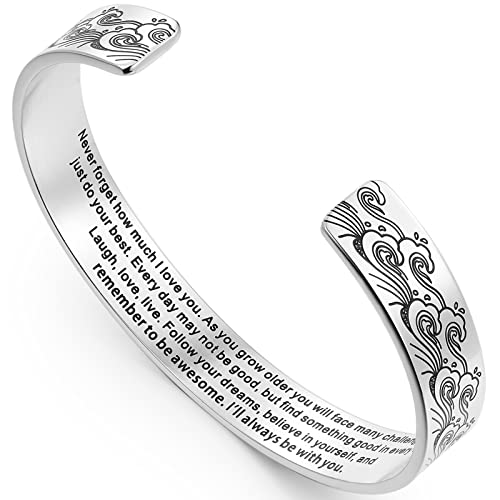 Yyqx Daughter Bracelets From Mom, Inspirational Bracelets For Women Girls, Personalized Engraved Cuff Bangle Birthday Christmas Jewelry Gifts For Granddaughter #TOP1