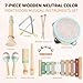 LeeQee Montessori Toys for 1 2 3 Year Old - Wooden Toys Baby Musical Instruments, Neutral Colors Percussion Instruments Set with Modern Boho Xylophone for Toddlers 3+ Music Education