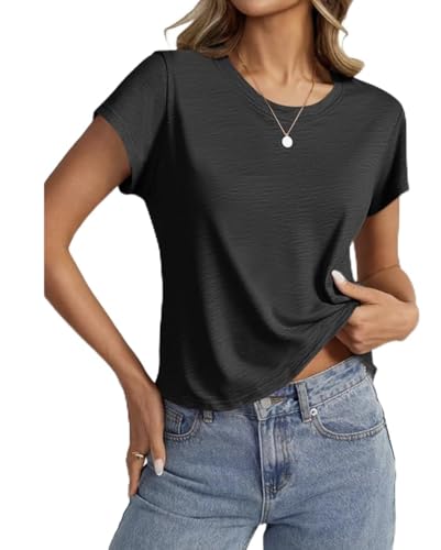 Women's Cotton T-Shirt, Casual Short Sleeve Basic Crew Neck Tee