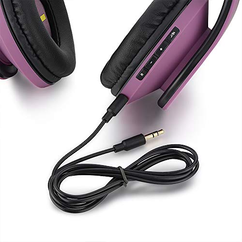 PowerLocus Bluetooth Cuffie Auricolari Pieghevoli, Over Ear Bluetooth Headphones Stereo Senza Fili Cuffie o Collegate Headset con Microfono, Micro SD/TF, FM per iPhone/Samsung/iPad/PC (Nero/Viola)