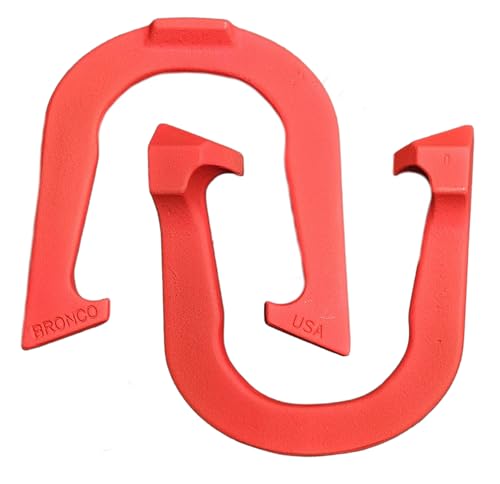 Bronco Professional Pitching Horseshoes- Made in The USA (Red- Single Pair (2 Shoes))