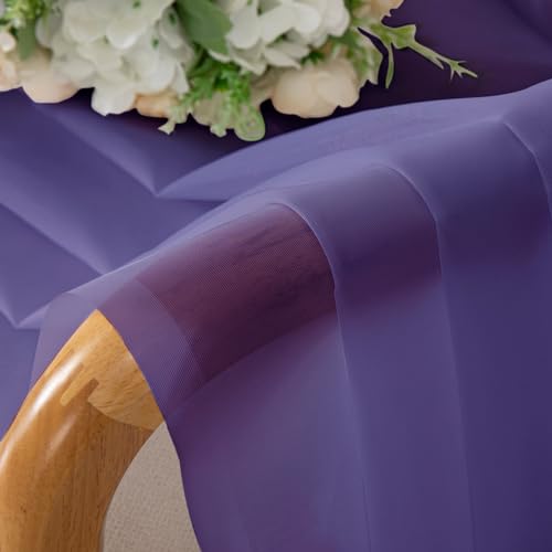 Image of OWENIE Purple Sheer Curtains, Sheer Curtains 84 inch Length 2 Panels Set, Rod Pocket Voile Fimly Sheer Drapes for Living Room /Bedroom, 2pcs, Each 42 inch W x 84 inch L