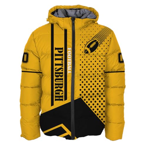 Mens Football Colors Custom Name Number Logo Lightweight Water-Resistant Down Jacket Puffer Coat S-5XL