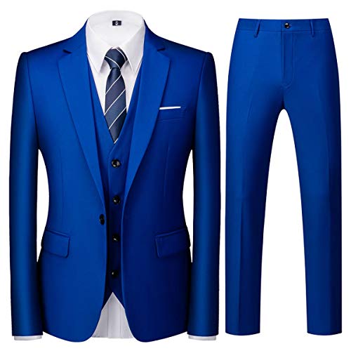 Allthemen Heren 3-delig pak 1 knoop zakelijke effen kleur stretch smoking blazer vest broek, Donkergrijs, XS Allthemen Heren 3-delig pak 1 knoop zakelijke effen kleur stretch smoking blazer vest broek, Donkergrijs, XS