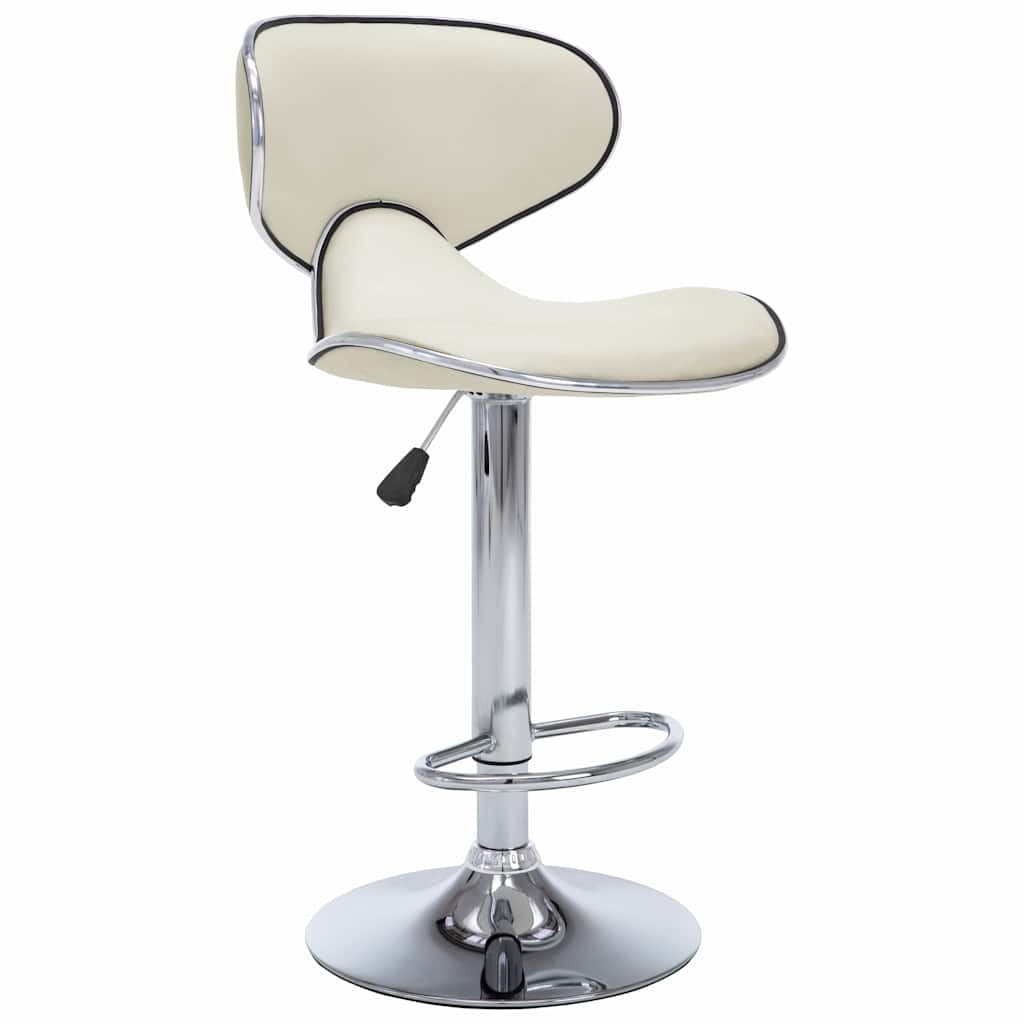 Sillas de bar 2 piezas Cuero Piel Crema Ajustable Girar