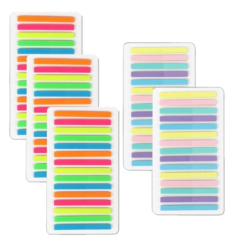 1500 Haftstreifen & Index-Zettel zum Textmarkieren - Transparente Klebemarkierungen in Pastellfarben, Schmal & Lang wie ein Lineal - Für Büro, Schule, Studium (Farbig+Pastell)