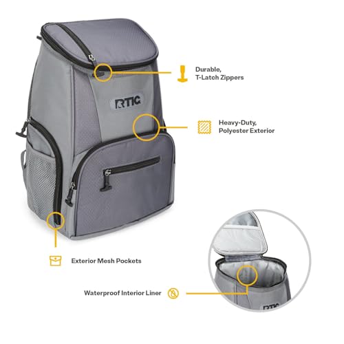 RTIC 15-Can Lightweight Backpack Cooler, Smoke — view 3