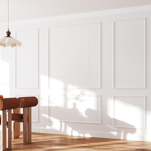 JSIWOTH Peel and Stick Wall Molding Kit Set of 6 Frames, Premade Wainscoting Panels for Interior Wall Decor, Molding Trim for Living Room Bedroom Corridor Home Accent Walls Panel