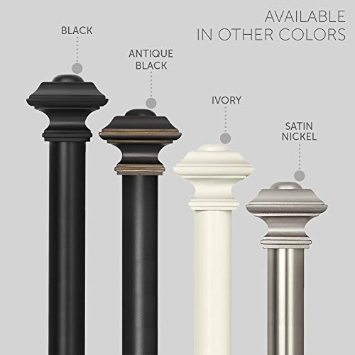 Ivilon Drapery Treatment Window Curtain Rod - Square Design 1 1/8 Rod. 28 To 48 Inch. Black #TOP3