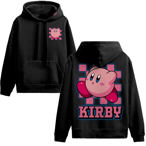 Mad Engine Kirby Check Point Retro Gamer Nintendo Sweatshirt Hoodie, Black, Medium