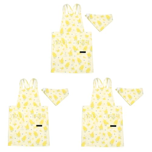 COLORFUL CANDY STYLE バッククロス子どもエプロン(100〜120cm) ミモザフルール 3枚セット 女の子 かわいい 子供用 子供 こども エプロン 三角巾 セット キッズエプロン 子供用 幼児 小学生 可愛い かわいい おしゃれ 小学