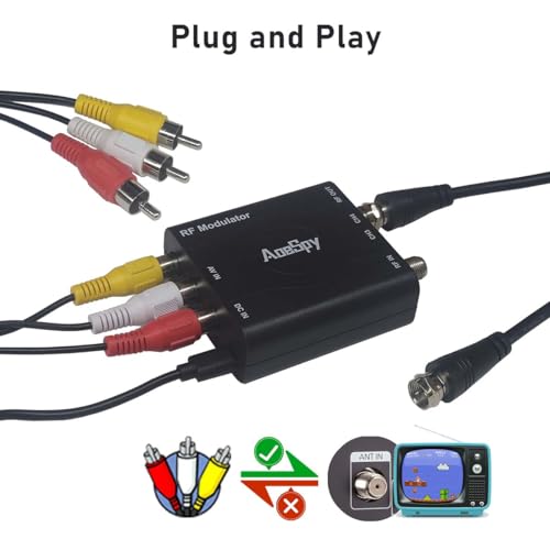 Aoespy RF61M01B Rca Rf Coaxial Modulator Vhf Converter Cvbs Adapter W/Antenna In/Out & Channel Switch thumb #1