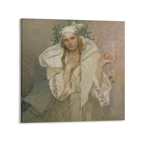 Toile de Noël 1919 Alphonse Mucha pour embellir votre salon avec un style Art Nouveau