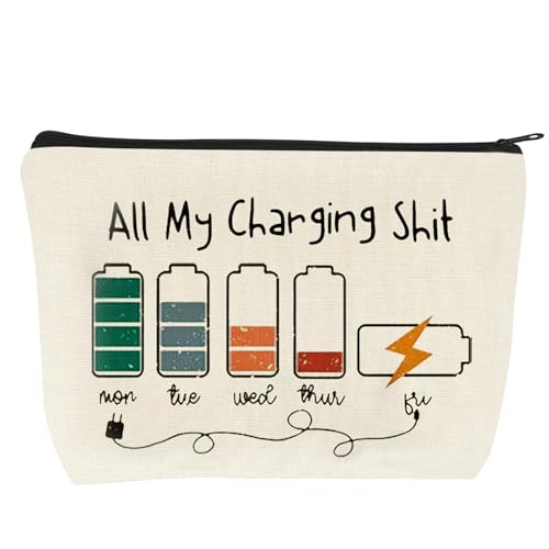 Cable Organiser Bag Travel Essentials Backpacking All My Charging Stuff Funny Canvas Makeup Bag with Zipper Large Capacity Toiletry Pouch Travel Gadgets Gifts for Women Men Friends Sisters Mom