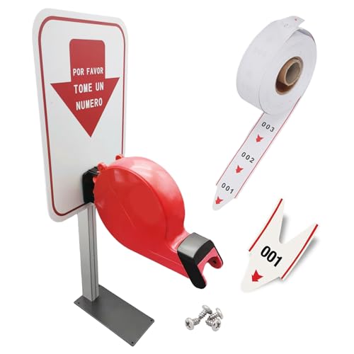 Take-A-Number System - Distributore di biglietti con supporto da banco e 1 rotolo di carta per coda, 2000 biglietti per sistema di chiamata in coda (K-T-3-ES)