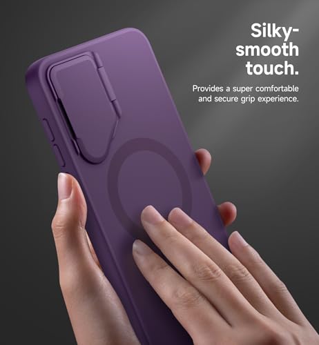 Image of SURITCH for Samsung Galaxy S25 FE Phone Case, Magnetic Protective Cover with Camera Cover & Adjustable Metal Kickstand for Galaxy S25 FE (2025)-Dark Purple
