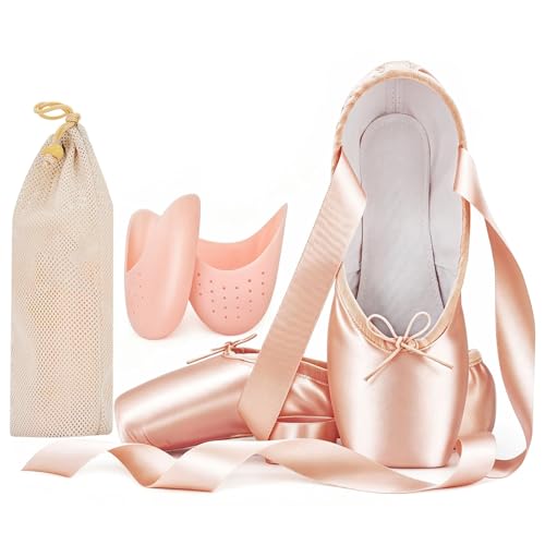 IJONDA Adult Ballet Pointe Dance Shoes Pink Satin Practice Slippers...
