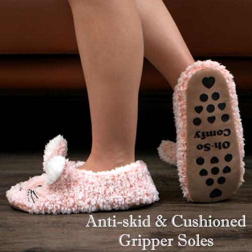 Image of Cozylook Cute Animal Slippers for Women and Kids Fuzzy Non Slip Soft Sole