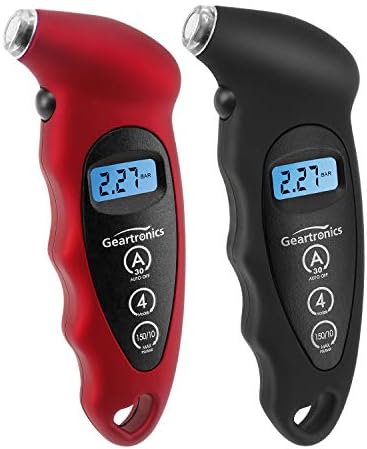 Geartronics Digital Tire Pressure Gauge 150 PSI 4 Settings with Backlight LCD Tire Gauge for Cars, Motorcycles and Bikes with Non-Slip Grip, 2 Pack