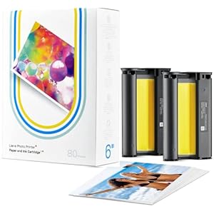 Liene – Packung mit 80 Blätter Fotopapier & 2 Farbband, 4″x 6″ Fotopapier für Liene Fotodrucker, 100 x 148 mm Fotopapier für Thermosublimationsdruck, Wasser/Oxidationsschutz, für Album/Rahmung/Collage
