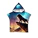 Treer Enfants Serviette de Plage Poncho À Capuchon, 3D Dessin Animé Microfibre Séchage Rapide Sports Bain Robes Peignoir Plage Serviettes de Natation pour Garçon,Fille (Roi Lion,60 * 60cm)