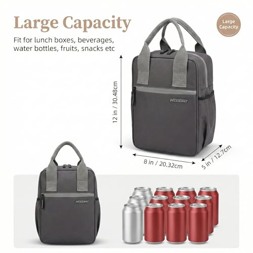 Image of Wooum 7.5L Thermal Insulated Lunch Bag for Office Men Women Large Tiffin Bag with Bottle Holder Food Bag Insulated Lunch Box Carry Bag