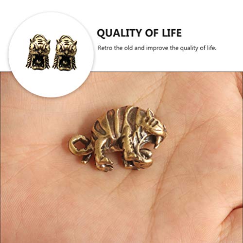 FAVOMOTO 2Pcs Figurinhas Estátua de Bronze Chinês Feng Shui Bronze Mini Tigre Tigre Sorte Estátuas R