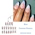Blue French tips Press on Nails Medium Almond Fake Nails with Design White Flower Glue on Nail Glossy Fall Nails Reusable Summer False Nail for Women Girls Manicure 24pcs
