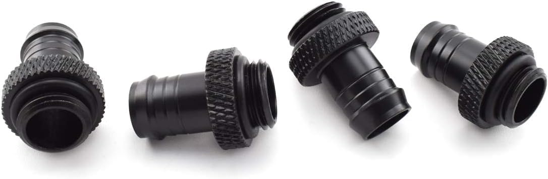 Dracaena.io 12 Pack of G1/4" Thread to 3/8" Barb Fitting for Soft Tubing, PC Water Cooling System Soft Tube Connectors, Black