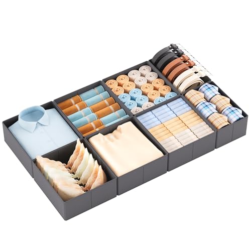 Yucch Organizador Cajones Juego de 8 – Compatible con armario IKEA PAX 100x58 cm, cajas organizadoras plegables con fondo reforzado para ropa interior, calcetines y camisetas (gris)