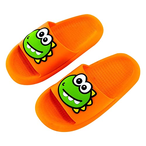 Boys Girls Toddler Little Kid Cloud Slides Sandals Cartoon Quick Drying Slippers House Bathroom (Orange, 3 Big Kids)