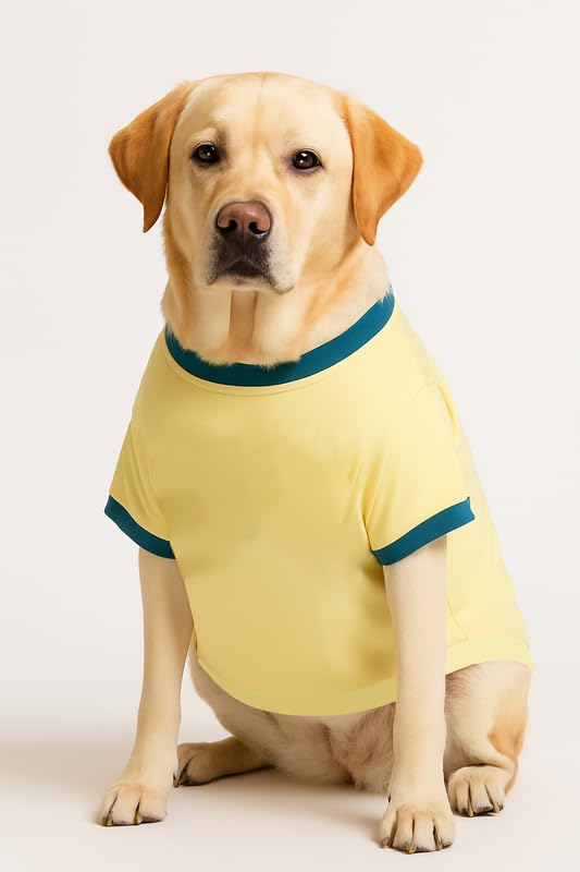 Image of Thunder Tails Adjustable Cotton Dog T-Shirt | Soft Fabric Pet Apparel for Small Dogs & Tiny Puppies | Ideal for Toy Poodle, 1-2 Month Old Pets | Easy to Wear Outfit for Dogs (Butter Yellow, M)