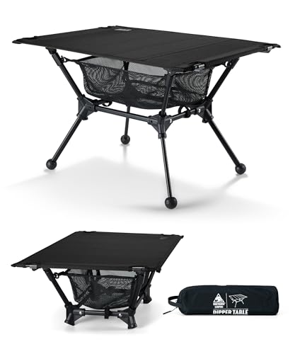 OneTigris Dipper faltbar Campingtisch klappbar, Camping Tisch Klapptisch mit Tragetasche und Netztasche, Kleiner Tisch Outdoor Ultraleicht für Angeln Wandern 60 x 40 x 37 cm (Schwarz)