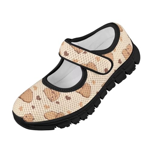 SYtrade Capybara Love Yellow Mary Jane Flats Kids Lightweight Walking Shoes Black Sole