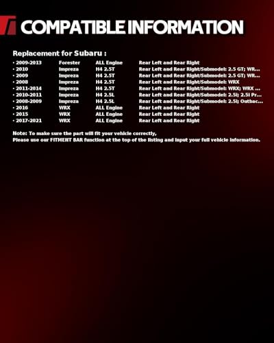 Image of Torchbeam Rear Brake Calipers Set for Subaru 2009-2013 Forester, Subaru 2015-2021 WRX, Subaru 2008-2011 Impreza 2.5L, Rear Left and Rear Right Calipers Replace # 19B3425+19B3424