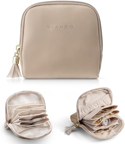 VLANDO Joyero de viaje, bolsa para joyas con flecos, 6 capas de v...